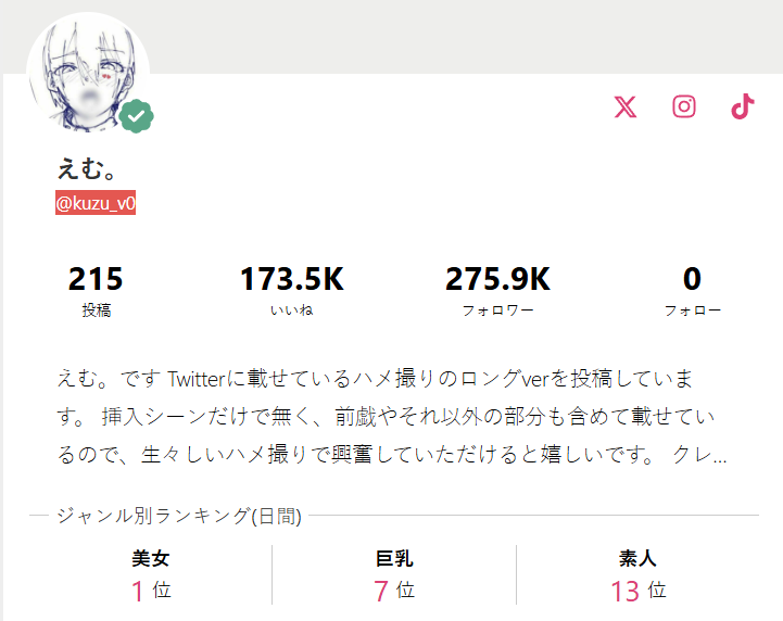 [myfans] @kuzu_v0 1-183 222GB